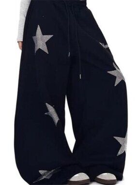 Men's Star-Embellished Wide Leg Pants